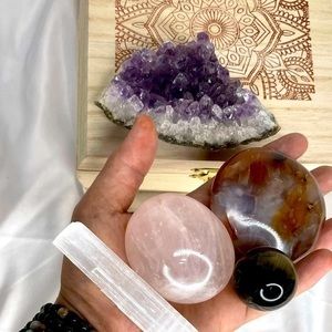 Large Crystals Healing Gift Box Set - Hand Made  Box